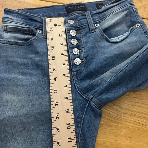 Lucky‎ Brand Ava Mid Rise Super Skinny Jeans Distressed Frayed Ankle Size 2 - Picture 7 of 12